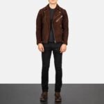 Armand Mocha Suede Biker Jacket - Image 4