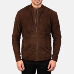Charcoal Mocha Suede Biker Jacket - Image 12