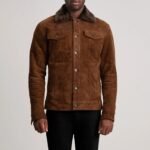 Dallis Brown Suede Shearling Trucker Jacket - Image 4