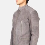 Damian Grey Suede Biker Jacket - Image 6
