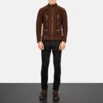 Damian Mocha Suede Biker Jacket - Image 3