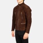 Damian Mocha Suede Biker Jacket - Image 2