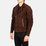 Faisor Mocha Suede Biker Jacket - Image 2