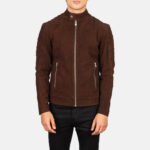 Fernando Quilted Brown Suede Biker Jacket - Image 4