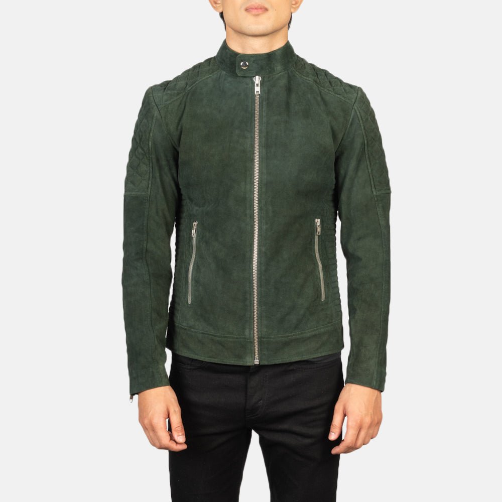 Fernando Quilted Green Suede Biker Jacket - Image 6