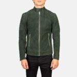 Fernando Quilted Green Suede Biker Jacket - Image 5