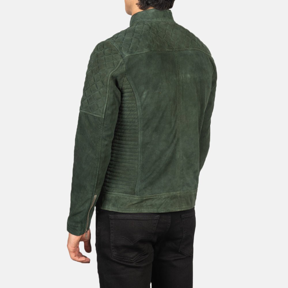 Fernando Quilted Green Suede Biker Jacket - Image 7