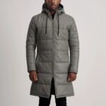 Floyd Grey Hooded Leather Puffer Coat