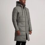 Floyd Grey Hooded Leather Puffer Coat - Image 2