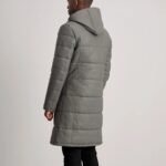 Floyd Grey Hooded Leather Puffer Coat - Image 5