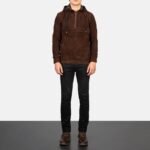 Kenton Hooded Mocha Suede Pullover Jacket - Image 3
