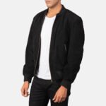 Shane Black Suede Bomber Jacket - Image 3