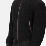 Shane Black Suede Bomber Jacket - Image 9