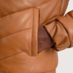 Travis Tan Leather Puffer Jacket - Image 5