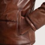 Gordon Waxed Brown Hooded Leather Puffer Jacket - Image 5