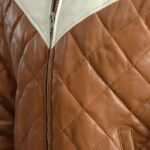 Norman Tan Hooded Bomber Leather Puffer Jacket - Image 5
