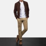Blain Mocha Suede Bomber Jacket - Image 4