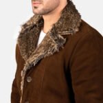 Furlong Brown Suede Leather Coat - Image 4