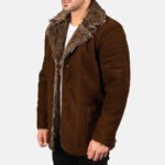 Furlong Brown Suede Leather Coat - Image 3