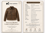 Men’s Vintage Brown Lambskin Leather Jacket - Image 2
