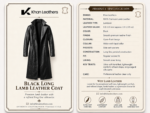 Black Long Lamb Leather Coat - Image 5