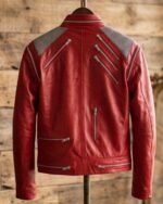 Men’s Red Multi-Zip Lambskin Leather Jacket - Image 2