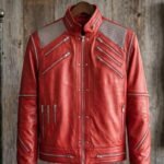 Men’s Red Multi-Zip Lambskin Leather Jacket
