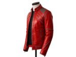 Men’s Red Multi-Zip Lambskin Leather Jacket - Image 3